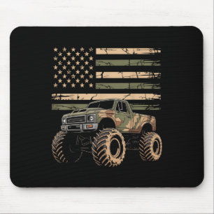 Monster Trucker Retro Monster Truck Usa Flag 4th J Mouse Pad