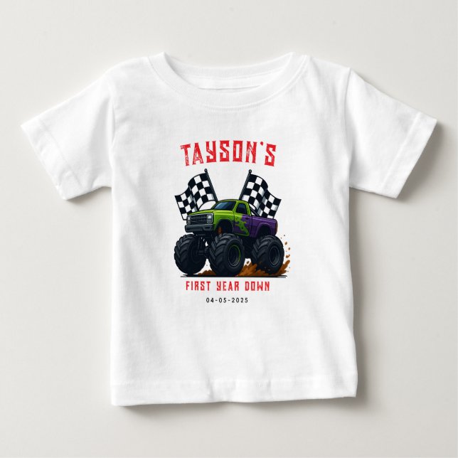 Monster Trucks 1st Birthday Party  Baby T-Shirt (Front)