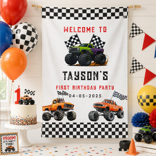 Monster Trucks 1st Birthday Party Banner – Vroom