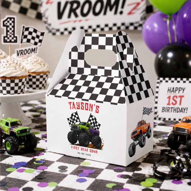 Monster Trucks 1st Birthday Party  Favour Box (Monster Trucks 1st Birthday Party Favor Boxes
)