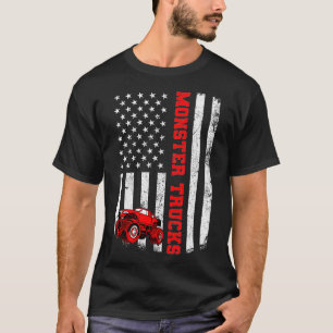 Monster Trucks American USA Flag Patriotic Monster T-Shirt