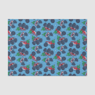 Monster Trucks and Christmas Trees Pattern Tissue Paper