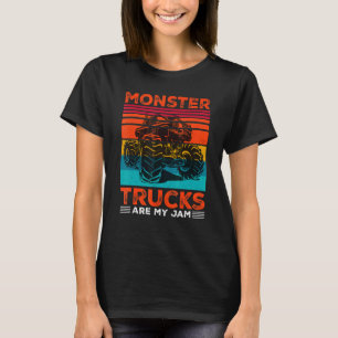Monster Trucks Are My Jam Retro Sunset Engine Yout T-Shirt
