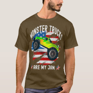Monster Trucks Are My Jam Rugged USA Flag Stars T-Shirt