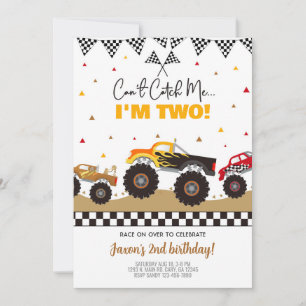 Monster trucks boy birthday invitation. invitation