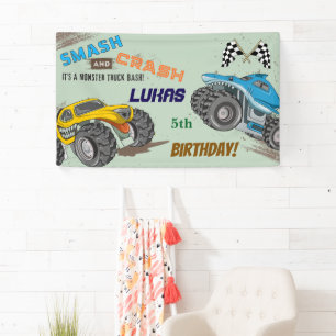 Monster Trucks Boy Birthday Party  Banner