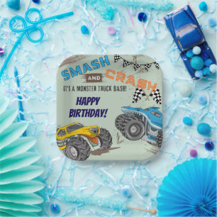 Monster Trucks Boy Birthday Party Paper Plate