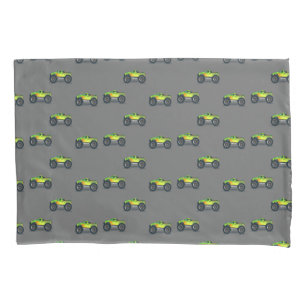 monster trucks on grey pillowcase