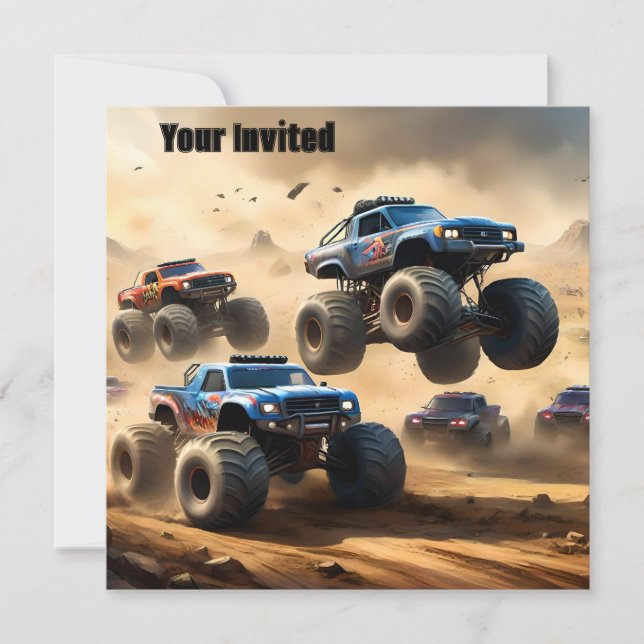 Monster Trucks Racing In The Desert, Invitation (Front)