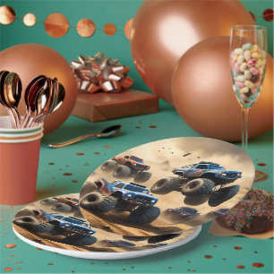 Monster Trucks Racing In The Desert, Paper Plate