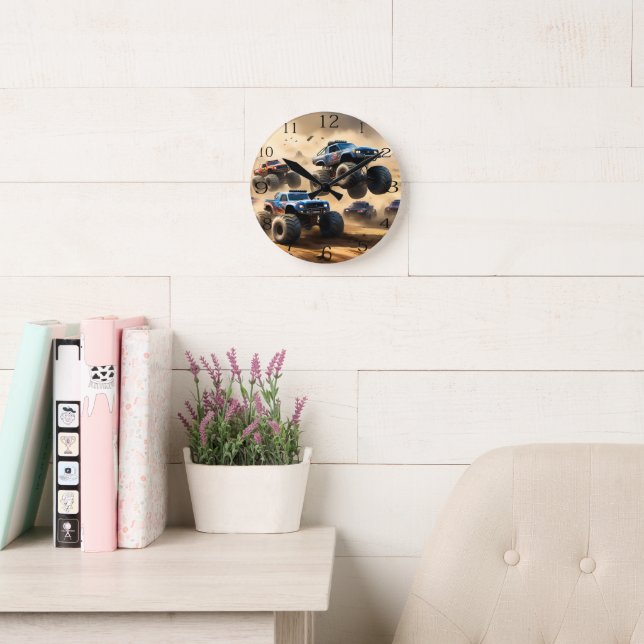 Monster Trucks Racing In The Desert, Round Clock (Reading Room)