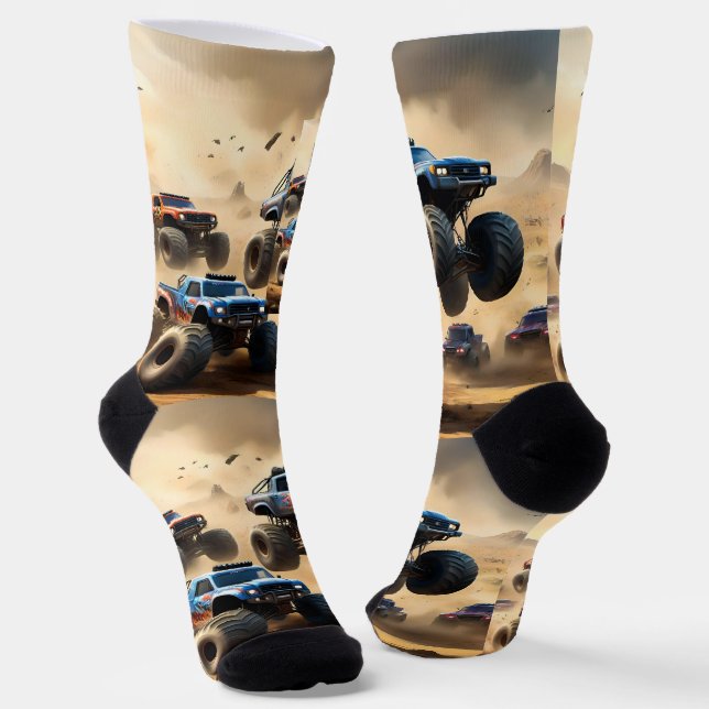 Monster Trucks Racing In The Desert, Socks (Angled)