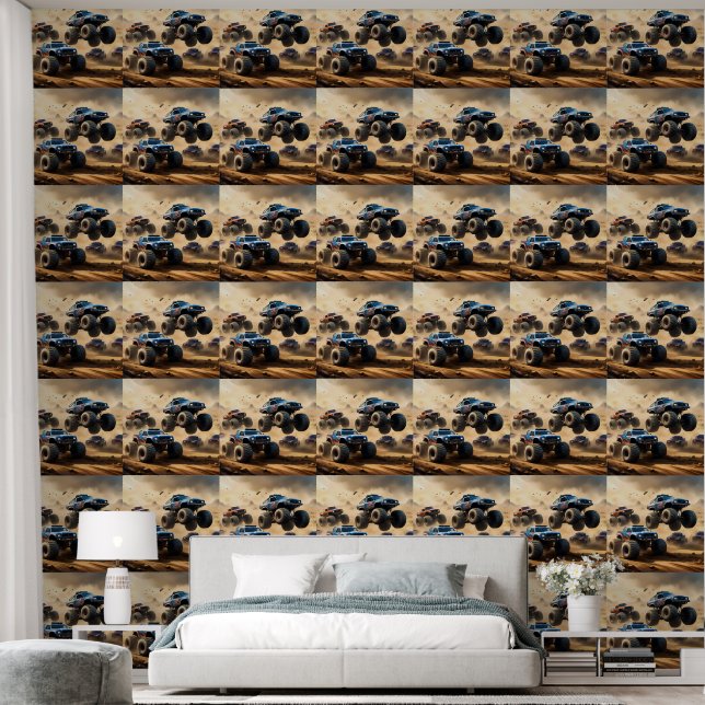 Monster Trucks Racing In The Desert, Wallpaper (Bedroom)