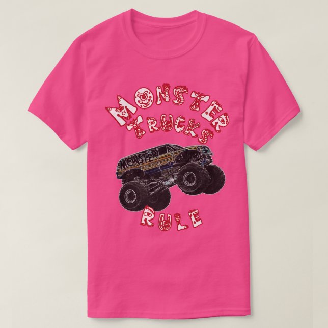 Monster Trucks Rule, Racing and Jumping Cars Boy G T-Shirt (Design Front)