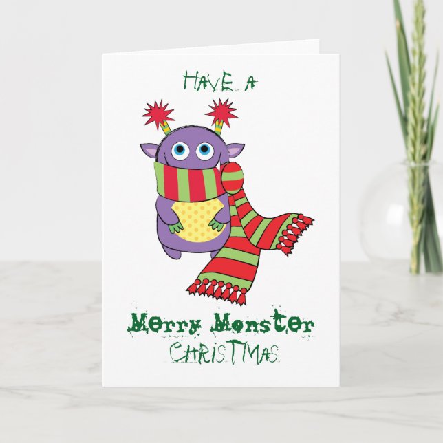 Monster with Holiday Scarf Card (Front)