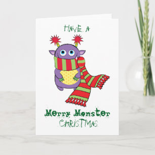 Monster with Holiday Scarf Card