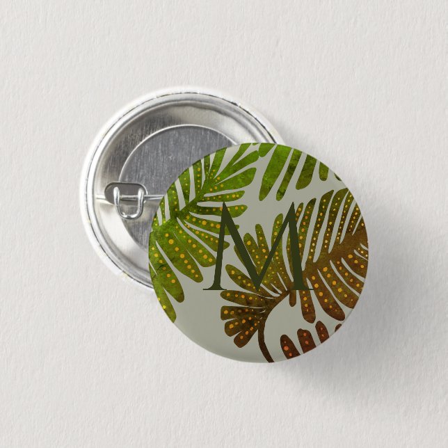 Monstera  3 cm round badge (Front & Back)