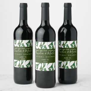 Monstera Adansonii Leaf Bridal Shower  Wine Label