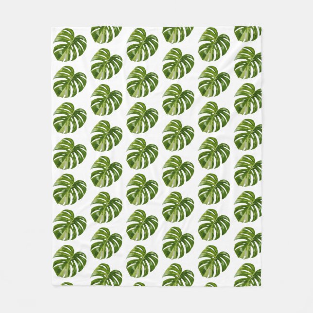 Monstera Albo Fleece Blanket (Front)