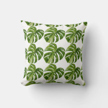 Monstera Albo Leaf Pillow — Botanical Home Decor