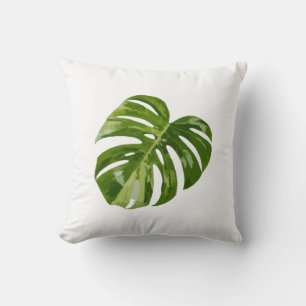 Monstera Albo Leaf Pillow — Botanical Home Decor