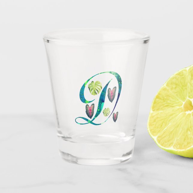 Monstera Alphabet "D"  Shot Glass (Front)