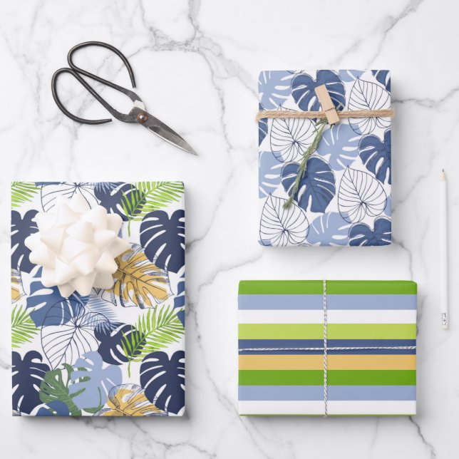 Monstera Botanical Pattern Wrapping Paper Sheet (Front)