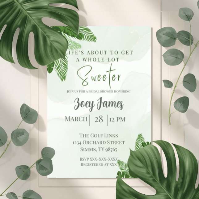 Monstera Bridal Shower Invitation Tropical Greener (Creator Uploaded)