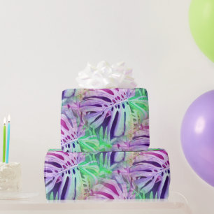 Monstera Colorful Tropical Leaves Wrapping Paper