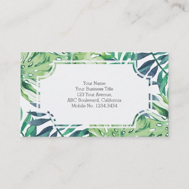 Monstera Deliciosa Hawaiian Island Tropics Leaves Business Card (Back)