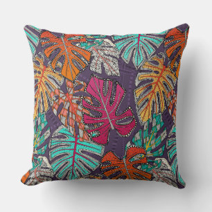monstera deliciosa plum cushion