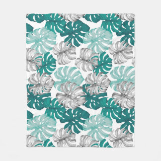 Monstera Duo Tone: Minimal Tropics Fleece Blanket