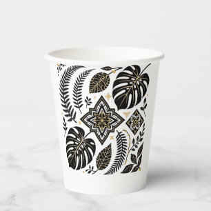 Monstera Fern Minimalist Botanical Art Paper Cups