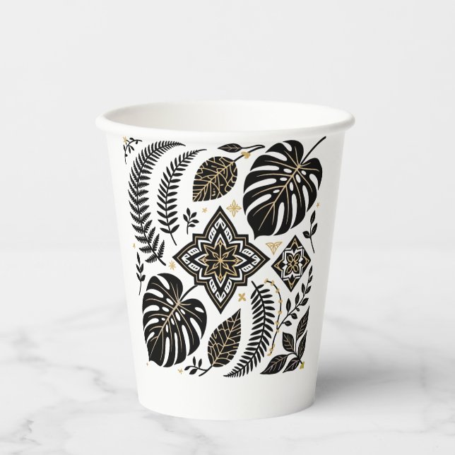 Monstera Fern Minimalist Botanical Art Paper Cups (Front)