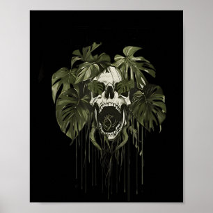 Monstera Funny Skull Plant Lover Nge Gardener Wome Poster