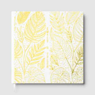 Monstera Gold Foliage Wedding  Guest Book