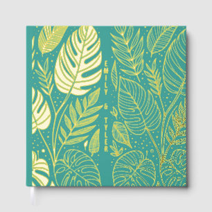 Monstera Gold Foliage Wedding Guest Book