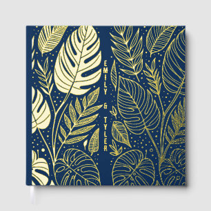 Monstera Gold Foliage Wedding  Guest Book