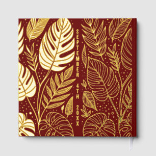 Monstera Gold Foliage Wedding  Guest Book