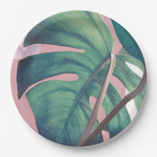 Monstera Green Leaf Paper Plate