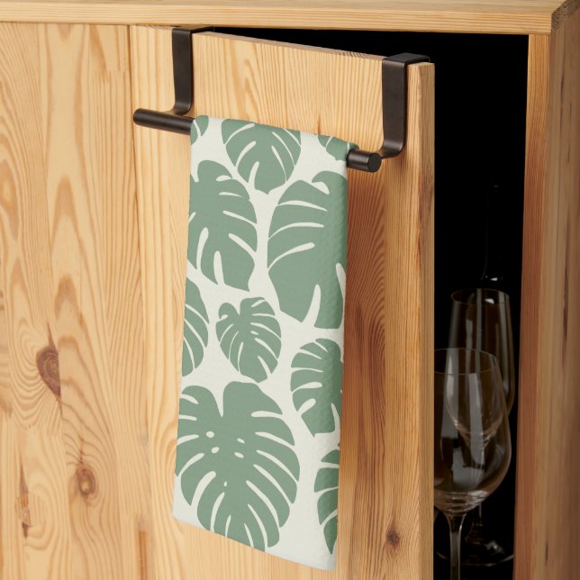 Monstera - Green  Tea Towel (Thirds Fold)