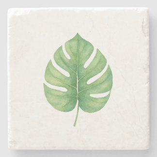 Monstera Gren Leaf Stone Coaster