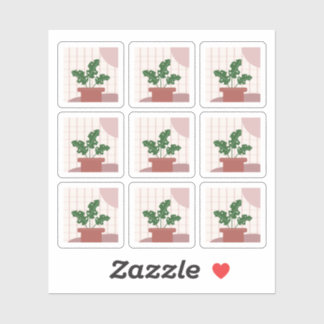 Monstera House Plant Frames Bohemian Sticker