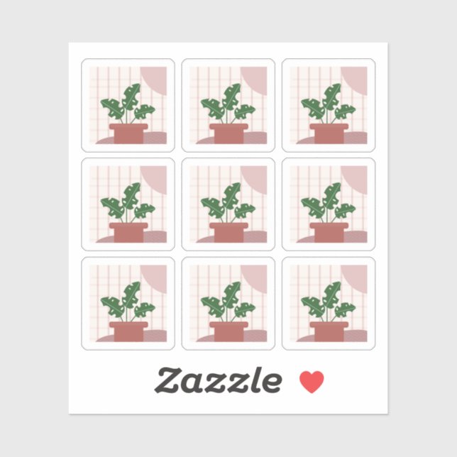 Monstera House Plant Frames Bohemian Sticker (Sheet)