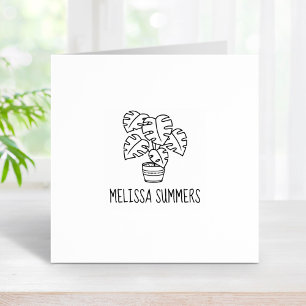 Monstera Houseplant Custom Name 1x1 Rubber Stamp