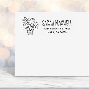 Monstera Houseplant Return Address Self-inking Stamp