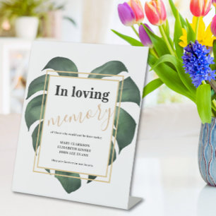 Monstera In loving memory wedding Pedestal Sign