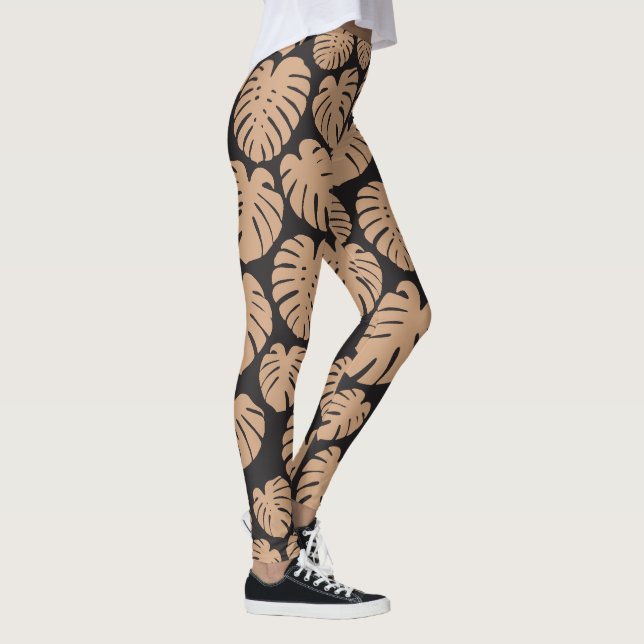 Monstera in Tan and Black Leggings (Right)