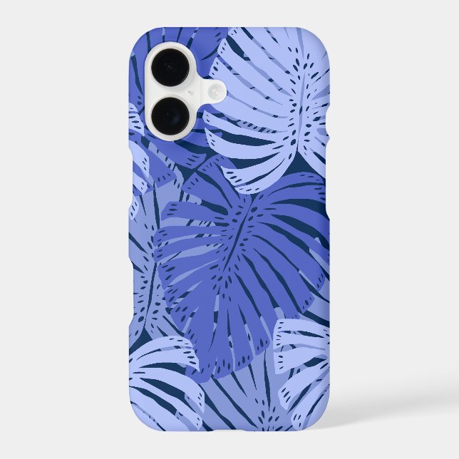 Monstera Jungle Hawaiian Tropical Leaves - Blue (Back)