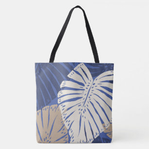 Monstera Jungle Hawaiian Tropical Leaves - Blue Tote Bag